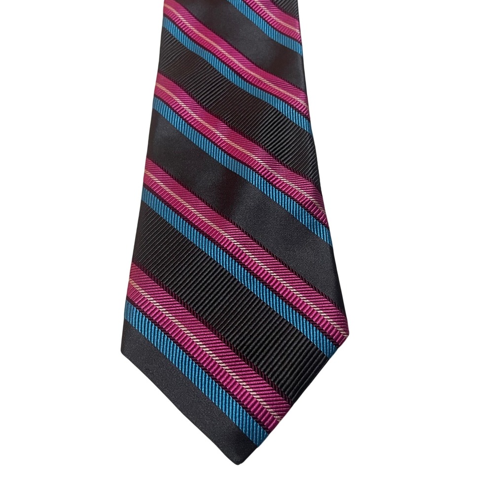Ike Behar Necktie Repp Striped Silk Blend USA Business Wedding Corporate Tie